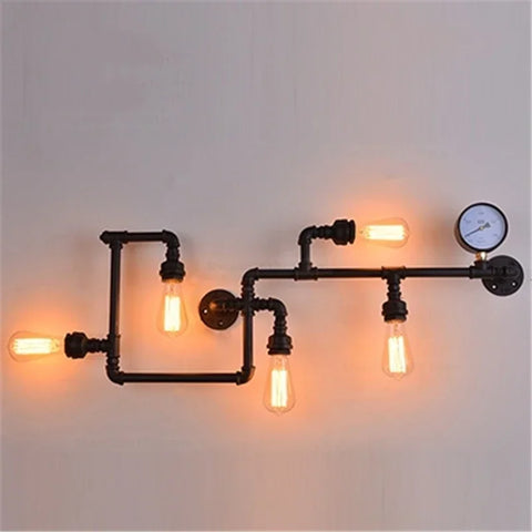 Vintage retro wall lamps with water pipes