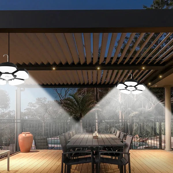 Solar warehouse light with 156 LEDs, solar pendant for indoor and outdoor areas