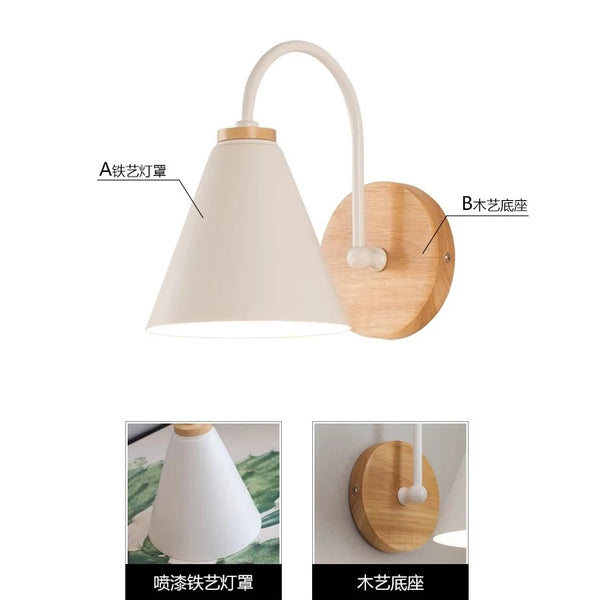 Nordic solid wood wall lamp