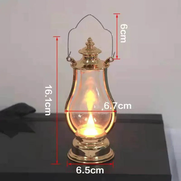 Portable LED Retro Small Oil Lamp Wind Light Kettle Electric Lamp Candle Decoration
