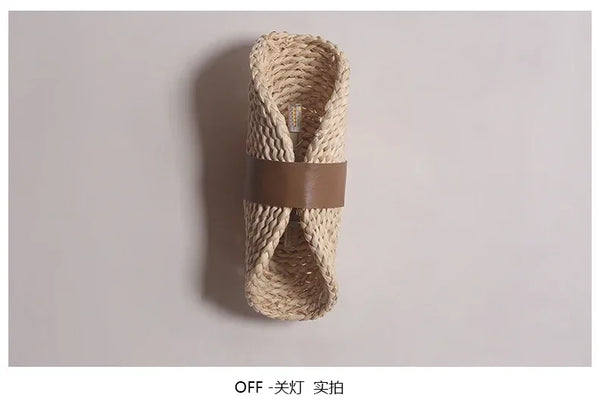 Retro Japanese rattan wall lamp, handmade accessory