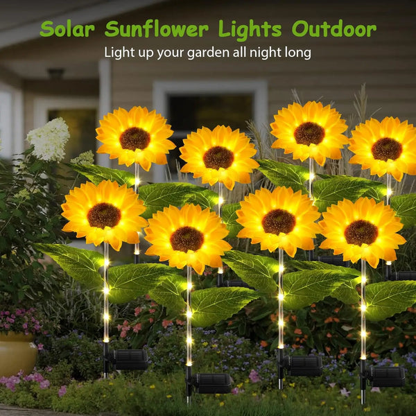 4/8 Pack Sunflower Outdoor Solar Lights for Outside with Lifelike Bigger Sunflower & Bright LED, for Yard Pathway Garden Decor