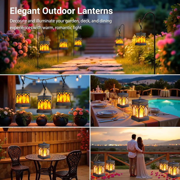 2/4-Pack Solar Flame LED Lanterns – Dual Mode Outdoor Lighting for Yard, Garden & Camping