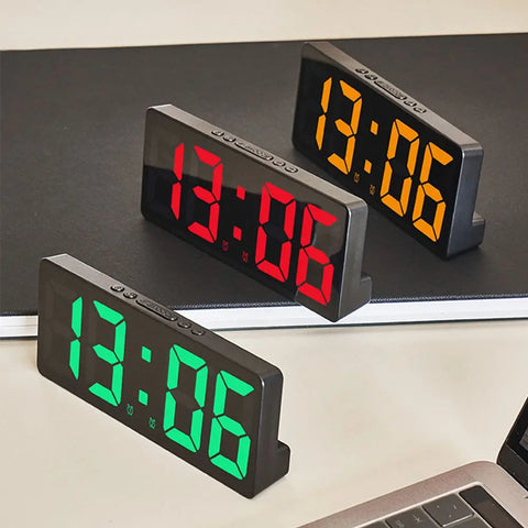 Alarm clock with temperature calendar and creative colorful LED night light