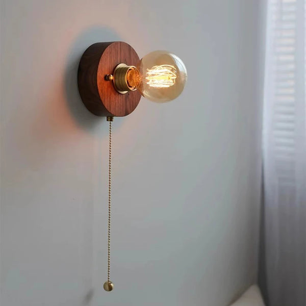 Wabi Sabi round wooden wall lamps