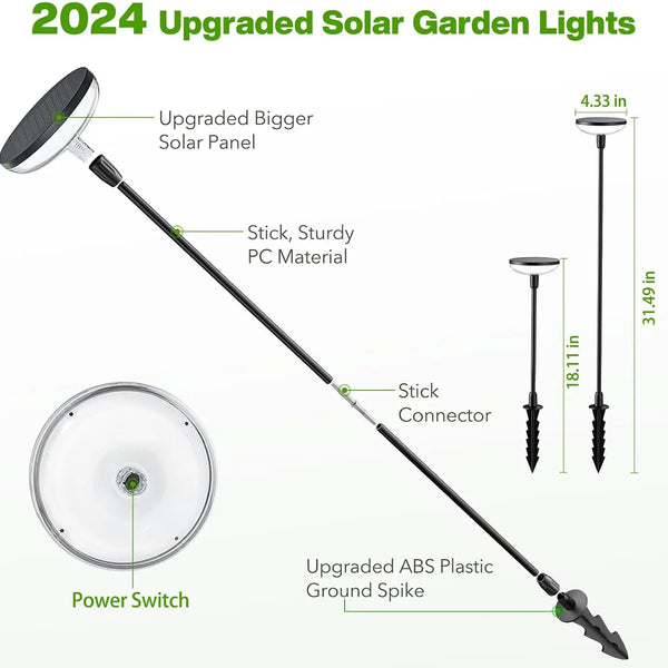 6Pack Solar Garden/Path Lights, 40Lumens, 14Hrs, 31" Tall, Auto On/Off for Yard/Patio/Path/Lawn