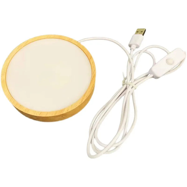 10cm LED night light with round wooden base