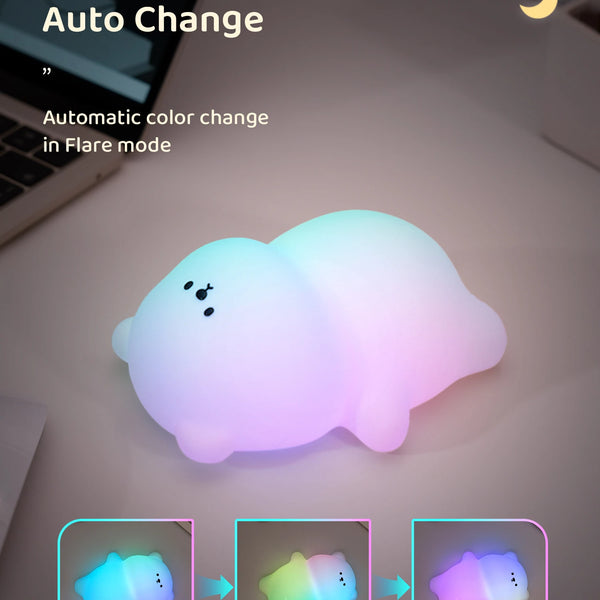 Cute silicone lamp in the shape of a lying bear