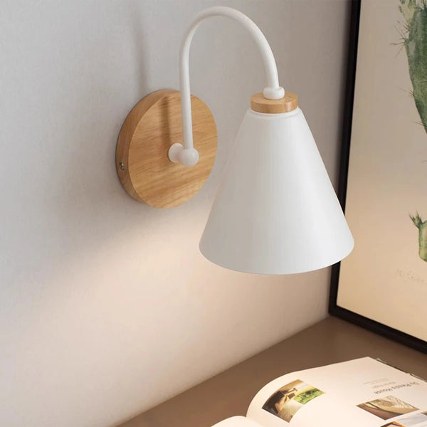 Nordic solid wood wall lamp