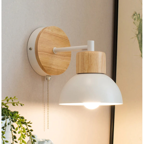 Nordic wooden LED wall lamp