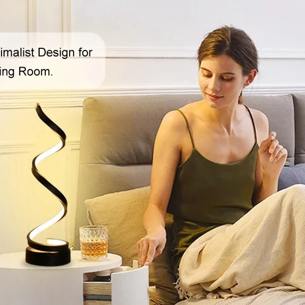 Modern spiral LED table lamps with dimmer