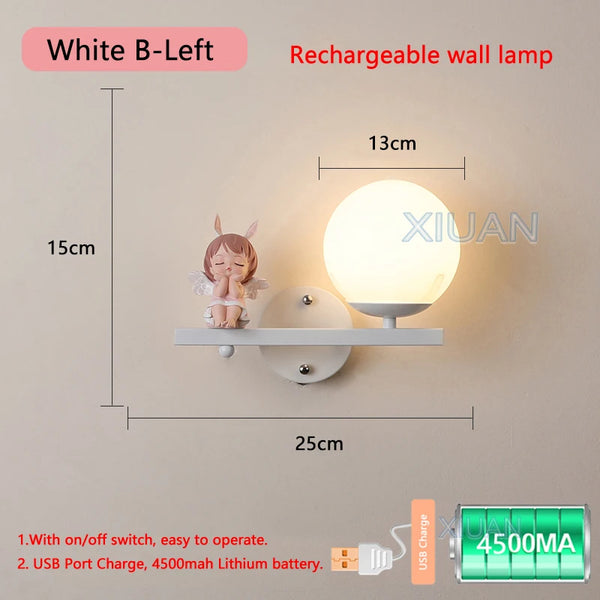 Cartoon Rechargeable Battery Wall Lamps Resin Animal