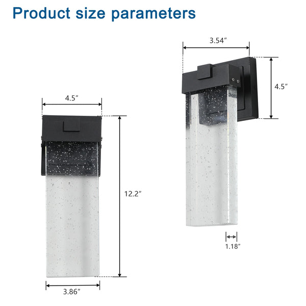 Weatherproof LED wall light with bubble crystal and light sensor - 12W