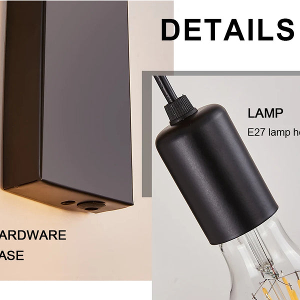 Retro Wooden LED Wall Lamp E27 220V 110V