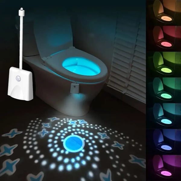 Color-changing, motion-activated bathroom nightlights