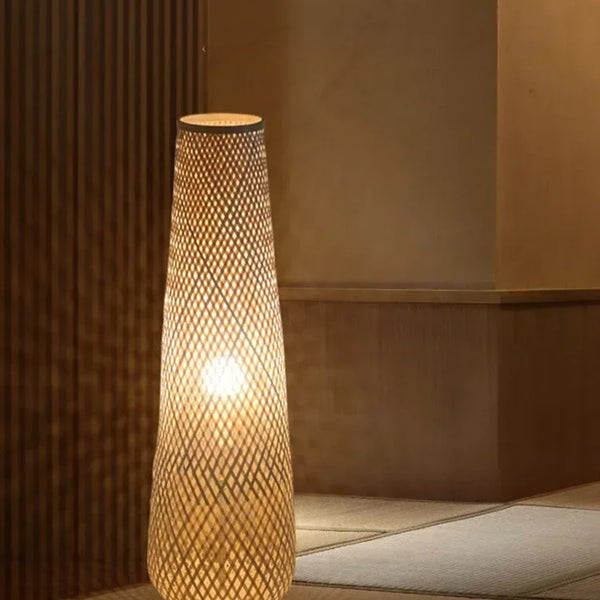 Japanese Wabi Sabi Style Floor Lamp Handmade Bamboo LED