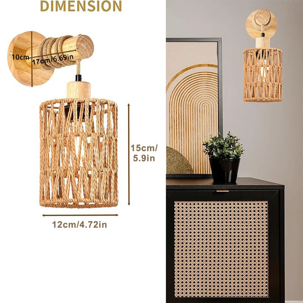 Hemp rope bedside wall lamp