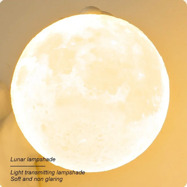 Bear shaped wall lamp, resin LED light with moon glass lampshade