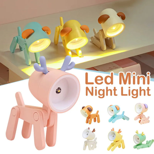 Mini LED Foldable Table Night Light Cute Animal Light