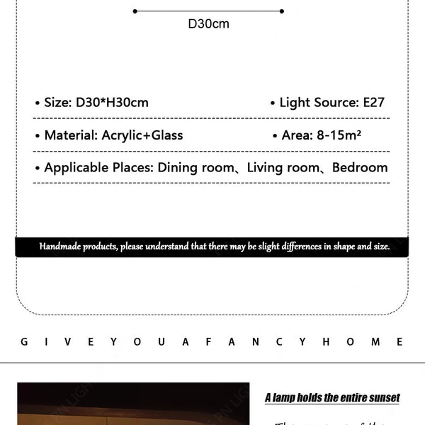 Modern Nordic sunset light acrylic glass pendant light indoor chandelier