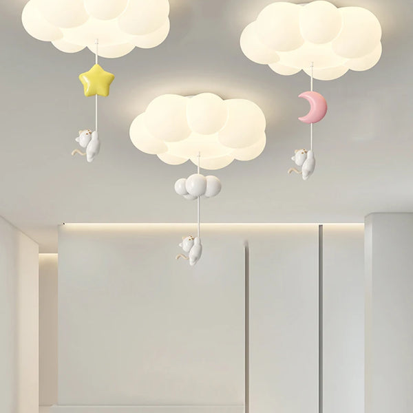 LED ceiling light with star and cloud pendant
