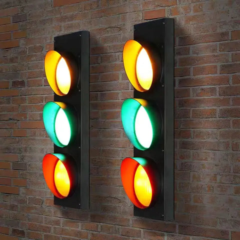 American LOFT creative wall lamp personalized industrial style retro traffic light with LED light