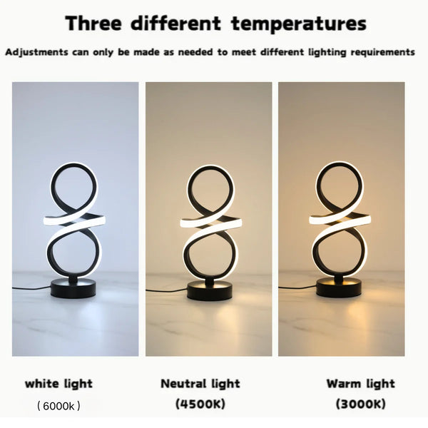 Creative Spiral LED Table Lamp, 3 Colors Adjustable, USB Power Supply