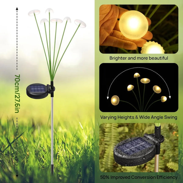 Solar Garden Lights Dual Mode LED Solar Mushroom Lights