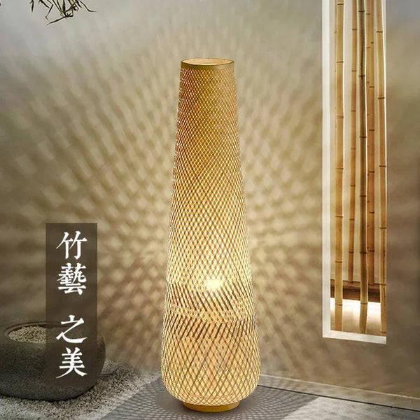 Japanese Wabi Sabi Style Floor Lamp Handmade Bamboo LED