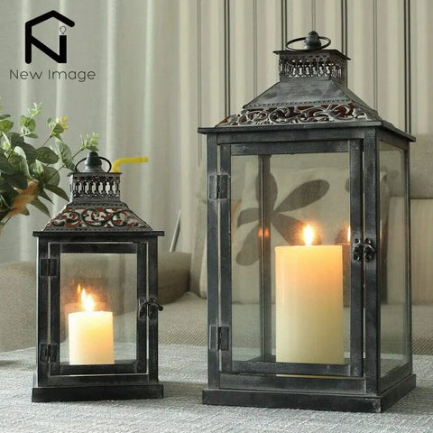2pcs Vintage Metal Candle Holder for Indoor and Outdoor Lanterns