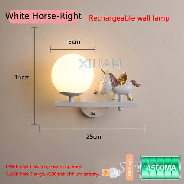 Cartoon Rechargeable Battery Wall Lamps Resin Animal