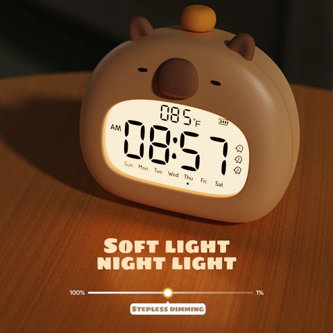Capybara LED Alarm Clock for Kids
