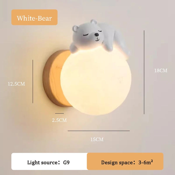 Cute bunny and bear wall lamps