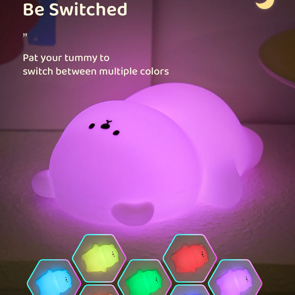 Cute silicone lamp in the shape of a lying bear