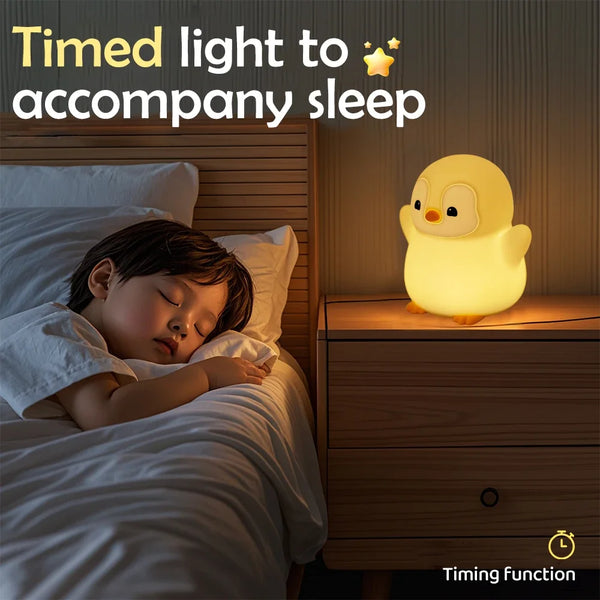 cute penguin silicone lamp