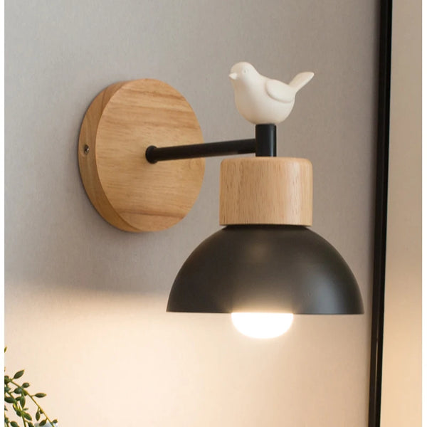 Nordic wooden LED wall lamp