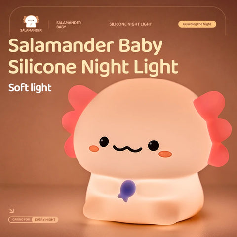 Big silicone lamp with baby axolotl salamander