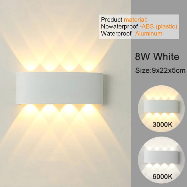 Modern LED wall light for indoor and outdoor use