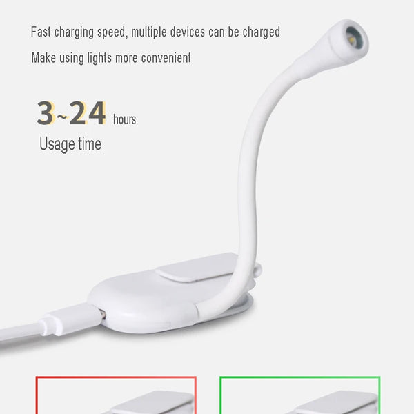 Portable LED lights ideal for night readers, USB rechargeable, eye protection
