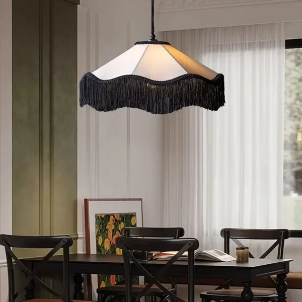 Modern Japanese Wabi Sabi round chandelier with fabric