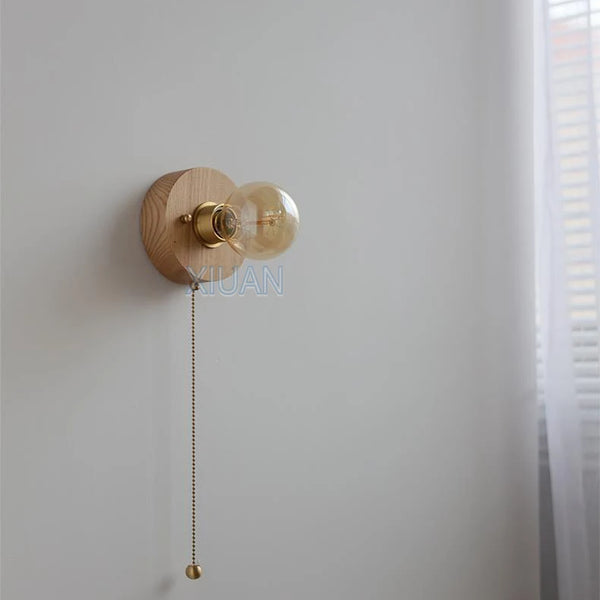 Wabi Sabi round wooden wall lamps