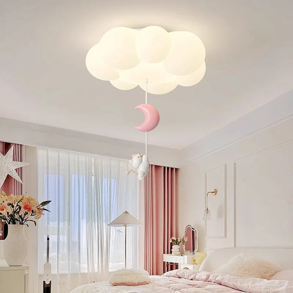 LED ceiling light with star and cloud pendant