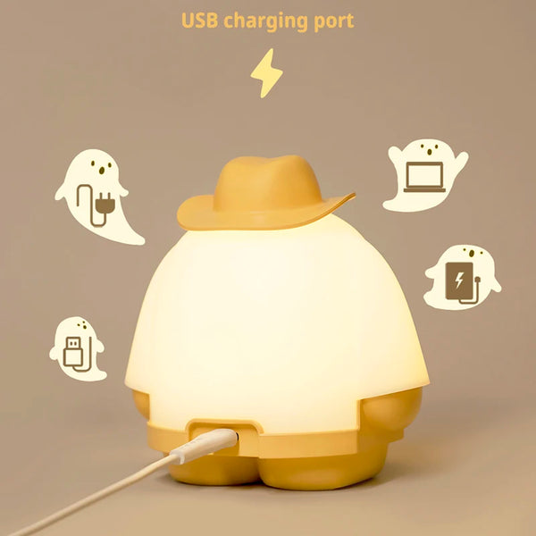 Cute and Creative Mini LED Table Lamp USB Rechargeable Portable Cartoon Lampshade
