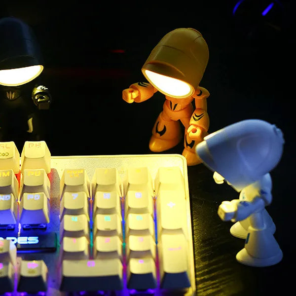 Cute Cartoon Mini Foldable Desk Lamp, Adjustable Angle, Dimmable, AAA Battery Powered, LED