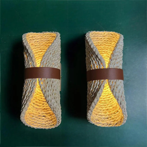 Retro Japanese rattan wall lamp, handmade accessory