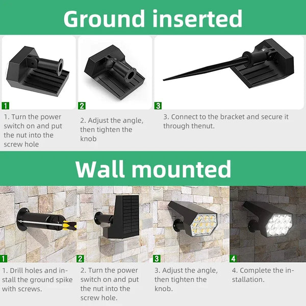 92LED Solar Outdoor Spotlights – IP67 Waterproof 2-in-1 Garden & Yard Lights