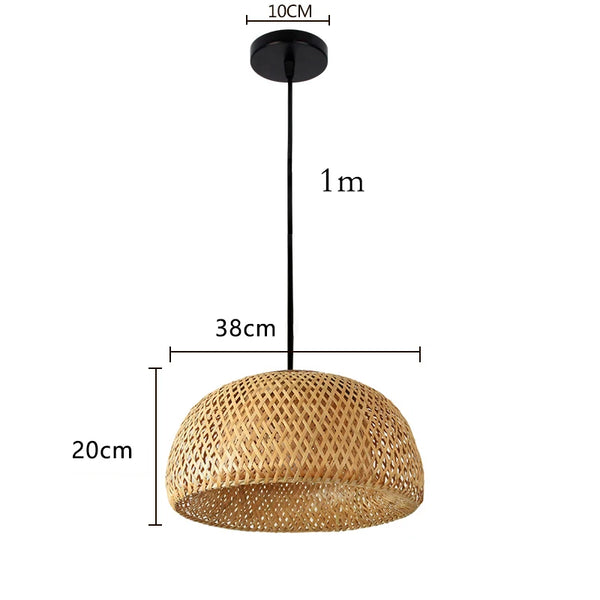 38cm bamboo pendant light, natural wicker