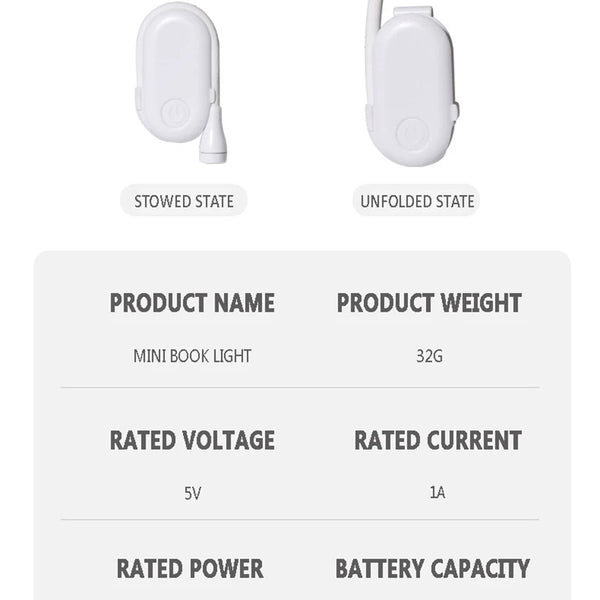 Portable LED lights ideal for night readers, USB rechargeable, eye protection