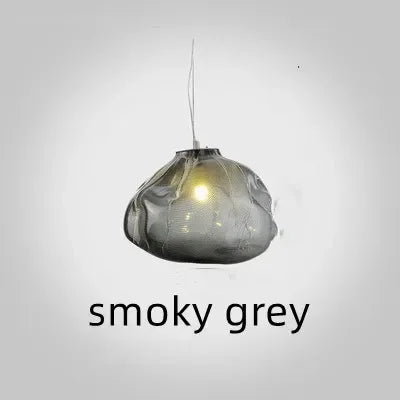 Smoky gray glass pendant light with modern cloud design, decorative blown glass pendant light