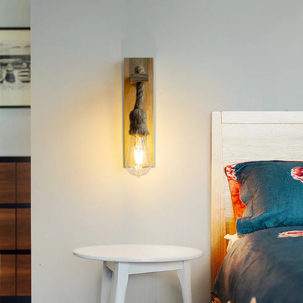 Wooden wall lamp with hemp rope Retor 110V 220V